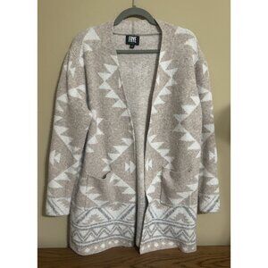 Frye The Cozy Cardigan Open Front Long Line Large Aztec Western